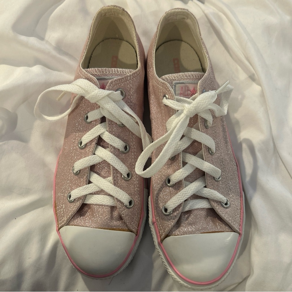 Vintage Y2K Converse‎ All Star Pink Glitter Low Top Kids Size 3 (2001)